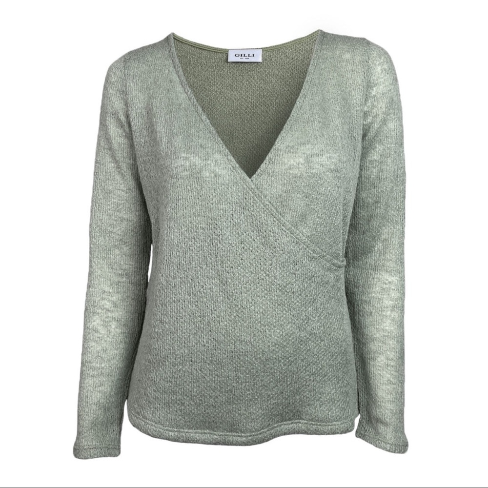 Sage or Light Green Cross Front Top